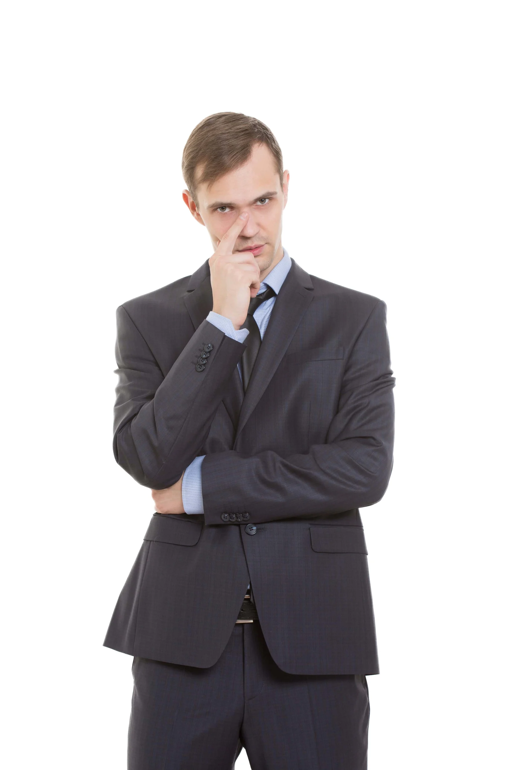 Gestures,Distrust,Lies.,Body,Language.,Man,In,Business,Suit,Isolated Nonverbal body language gestures showing potential signs of discomfort in workplace communication