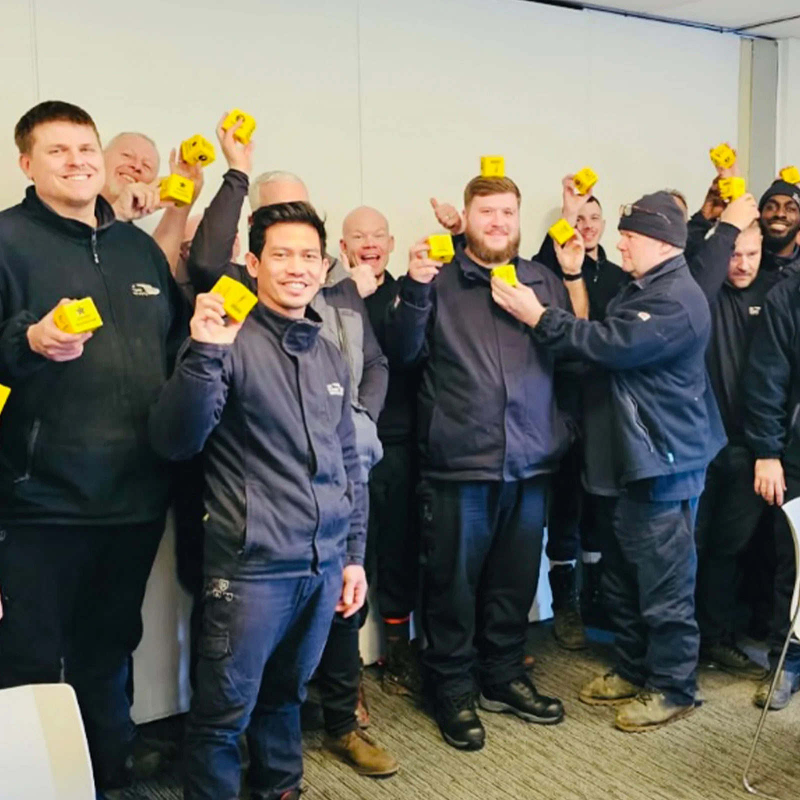 UK Power Networks employees taking part in Huddle Culture behavioural safety training using the Communication Cube